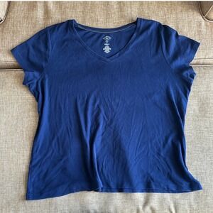 St Johns Bay Essential Tee 100% Cotton Blue T-Shirt Tee Top Short Sleeve Size 2x